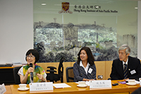 Prof. Fanny Cheung (first from left), Pro-Vice-Chancellor and Co-Director of Hong Kong Institute of Asia-Pacific Studies of CUHK, speaks at the meeting